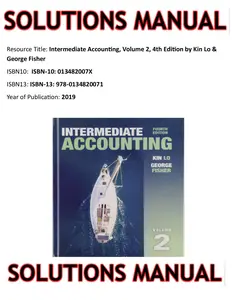 SOLUTIONS MANUAL for Intermediate Accounting, Volume 2, 4th Edition by Kin Lo & George Fisher thumbnail