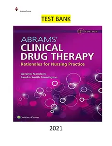 Test Bank for Abrams Clinical Drug Therapy Rationales for Nursing Practice 12th Edition by Frandsen thumbnail