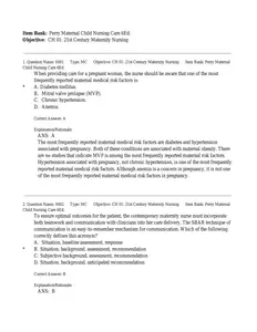 Test bank - Maternity - Maternal Child Nursing Care 7th ed – by Wilson Perry, Hockenberry, mary catherine cashion-3-1368 thumbnail
