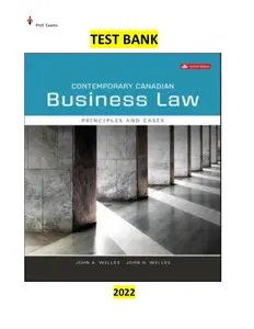 Done - FULL - Elaborated Test Bank & Solutions Manual for Contemporary Canadian Business Law 12Ed. By John A Willes, John H Willes ALL 35 Chapters Included-Latest thumbnail