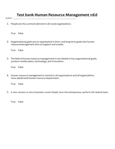 Questions - Test Bank for Human Resource Management 11Ed thumbnail