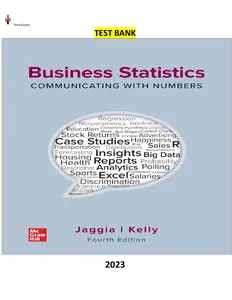 Business Analytics 4th Edition by Sanjiv Jaggia, Alison Kelly, Kevin Lertwachara & Leida Chen-TB thumbnail