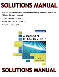 SOLUTIONS MANUAL for Management of Information Security 6th Edition by Michael Whitman & Herbert  Mattord thumbnail